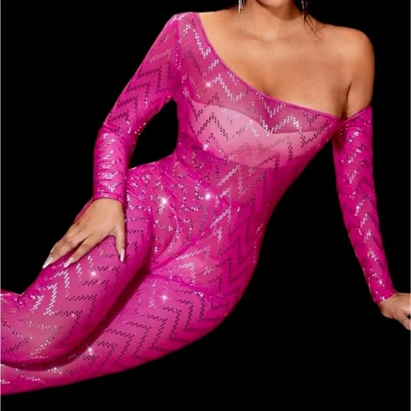 pink sequin dress halloween costume Daring Diva Halloween Costume Glitter Sequin Spaghetti Strap Dress XL Pink, Women's